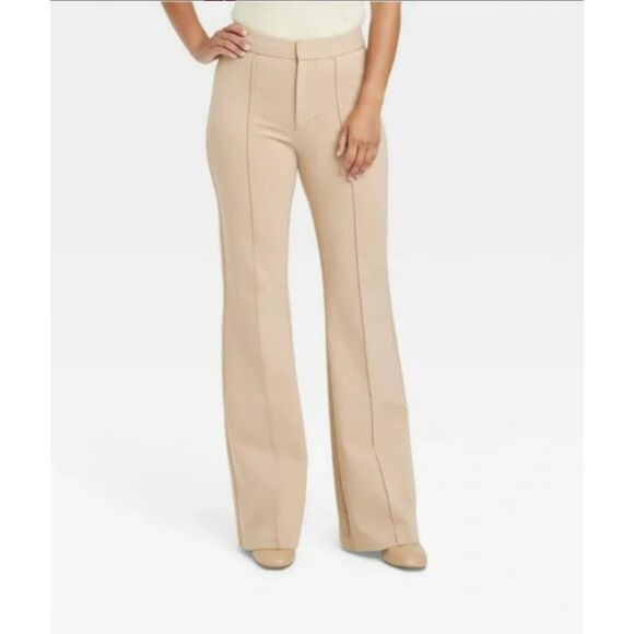 470 A New Day Women’s Beige High-Rise Flare Pants - Picture 1 of 5